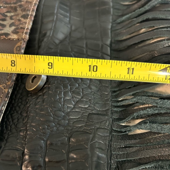 NWT Gypsy Upcycled Fringe Leather & Louis Vuitton Canvas Crossbody Bag - Picture 10 of 11